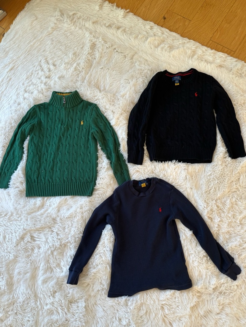Bundle Ralph Lauren Cable Knit Sweaters and Waffle Top all Size 5